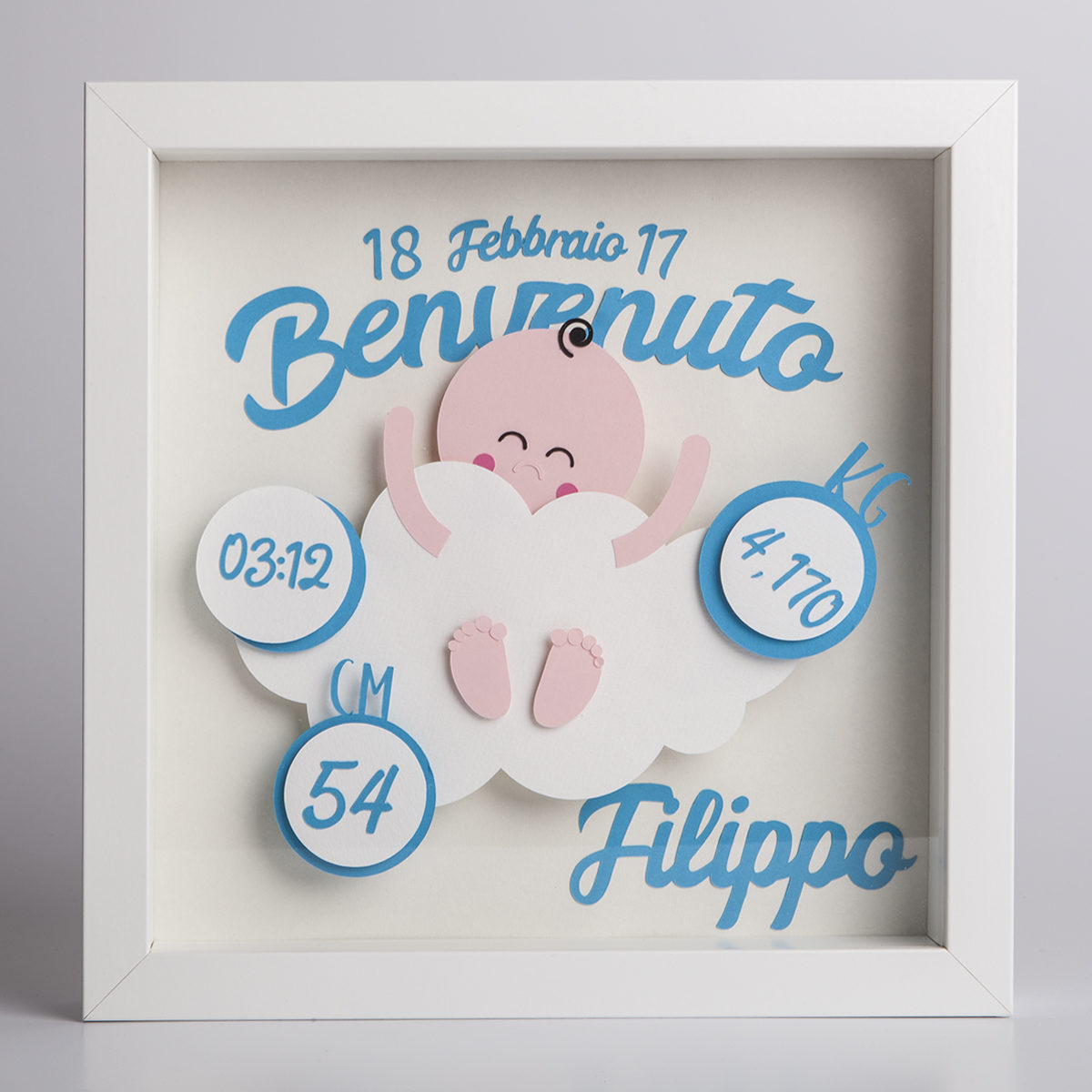 Quadretto nascita 3d bambino - bambina personalizzabile