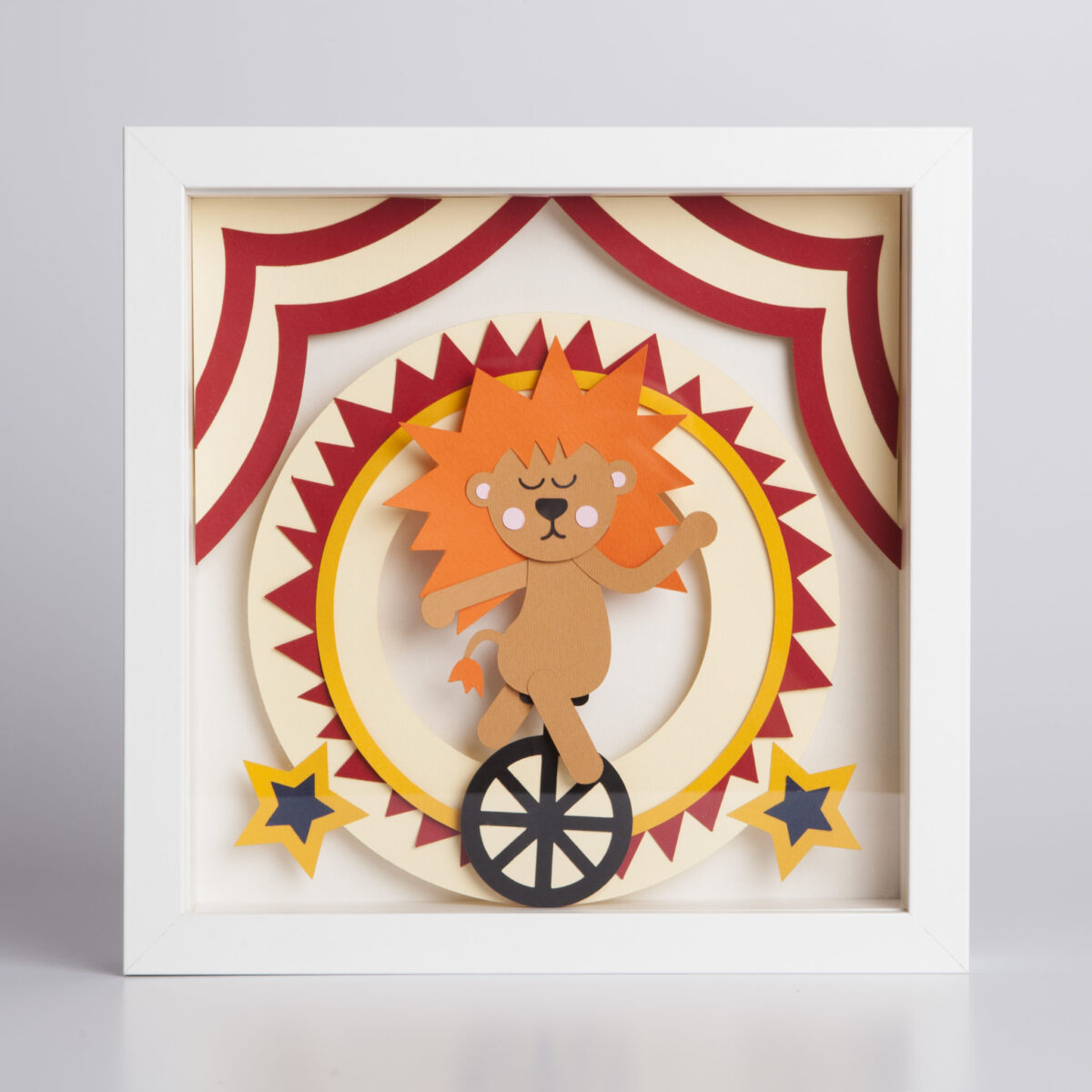 regalo quadretto leone circo