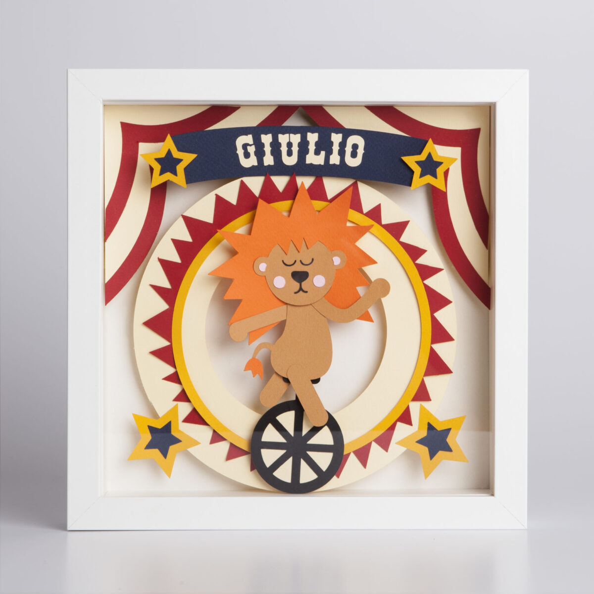 quadretto 3d papercut leone