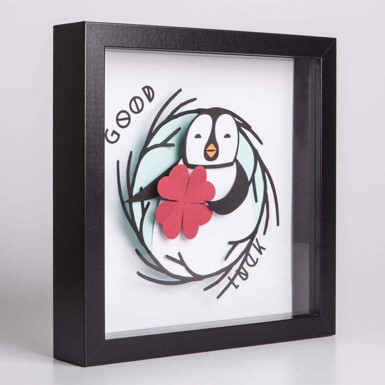 quadretto papercut pinguino